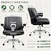 Criss Cross Office Chair with 2-in-1 Flip Backrest – Ergonomic PU Leather Floor Sitting Chair, Adjustable Height, 360° Swivel & Flip-Up Arms, Extra-Wide Seat for Home Office, Vanity, Nail Salon-Black
