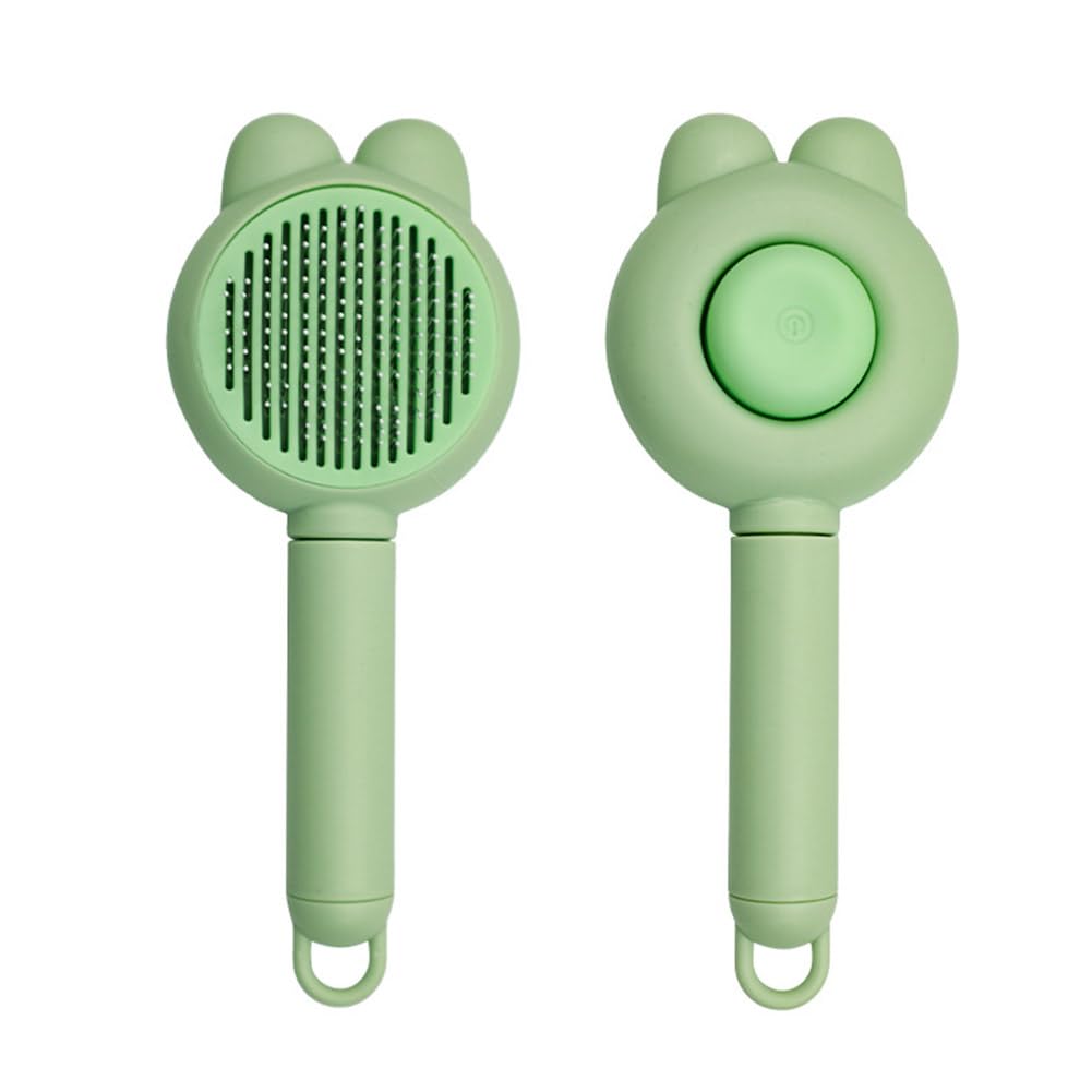 Pet Brush for Short or Long Haired Cats Dogs Rabbits, Cute Rabbit Shape Comb with Release Button for Massage and Removes Loose Fur, Dog Hair Brush Grooming and Deshedding