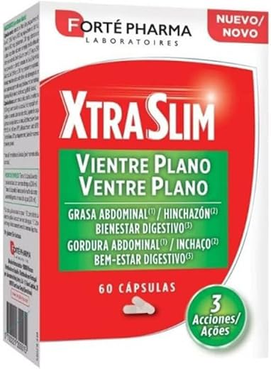 XtraSlim Vientre Plano es un complemento alimenticio elaborado a base mate, cola, y comino. Además, aporta dos cepas microbióticas e inulina de achicora que refuezan la fórmula. Cápsula