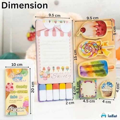Image of FunBlast Sweet & Candy Sticky Notes - 11 Sheets /440 Sticky Notes, Sticky Pad for Study, Point It Marker Stationery Items, Self-Adhesive Memo Pad, Planners and Memo Sticker (Multicolor)