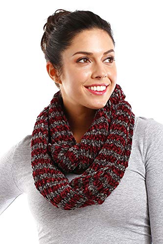 Women's Striped Warm Solid Soft Cozy Chenille Infinity Scarf
