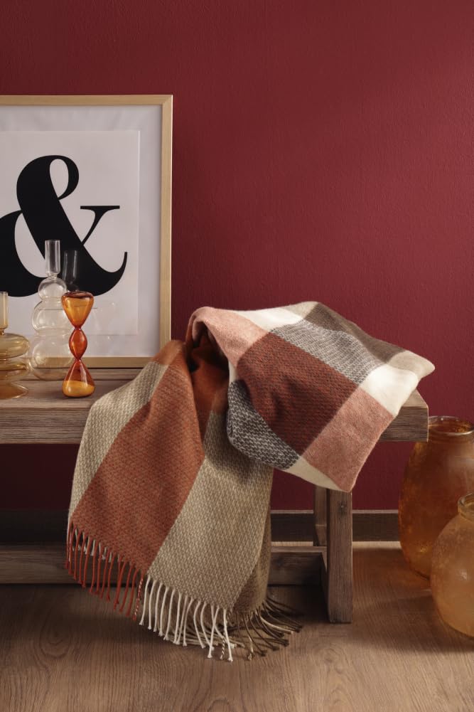 biederlack Plaid mit Fransen Desire Farbe Camel Größe 130 x 170
