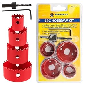 New 6Pc Circular Carbon Steel Holesaw Set -Wood Plasterboard, Tooth In Case | Cutter, Hole Cutter Set,Metal Circular Round Cut Drill | Cutting Steel, Quality Hand Tools | Long Lasting