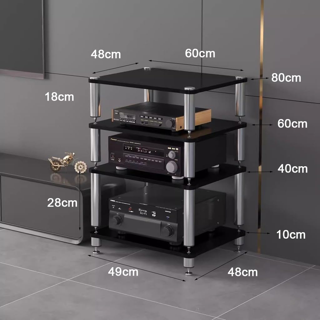 Rack HiFi 4 Livelli Regolabile in Altezza Supporto TV AV per Amplificatore Altoparlanti Giradischi