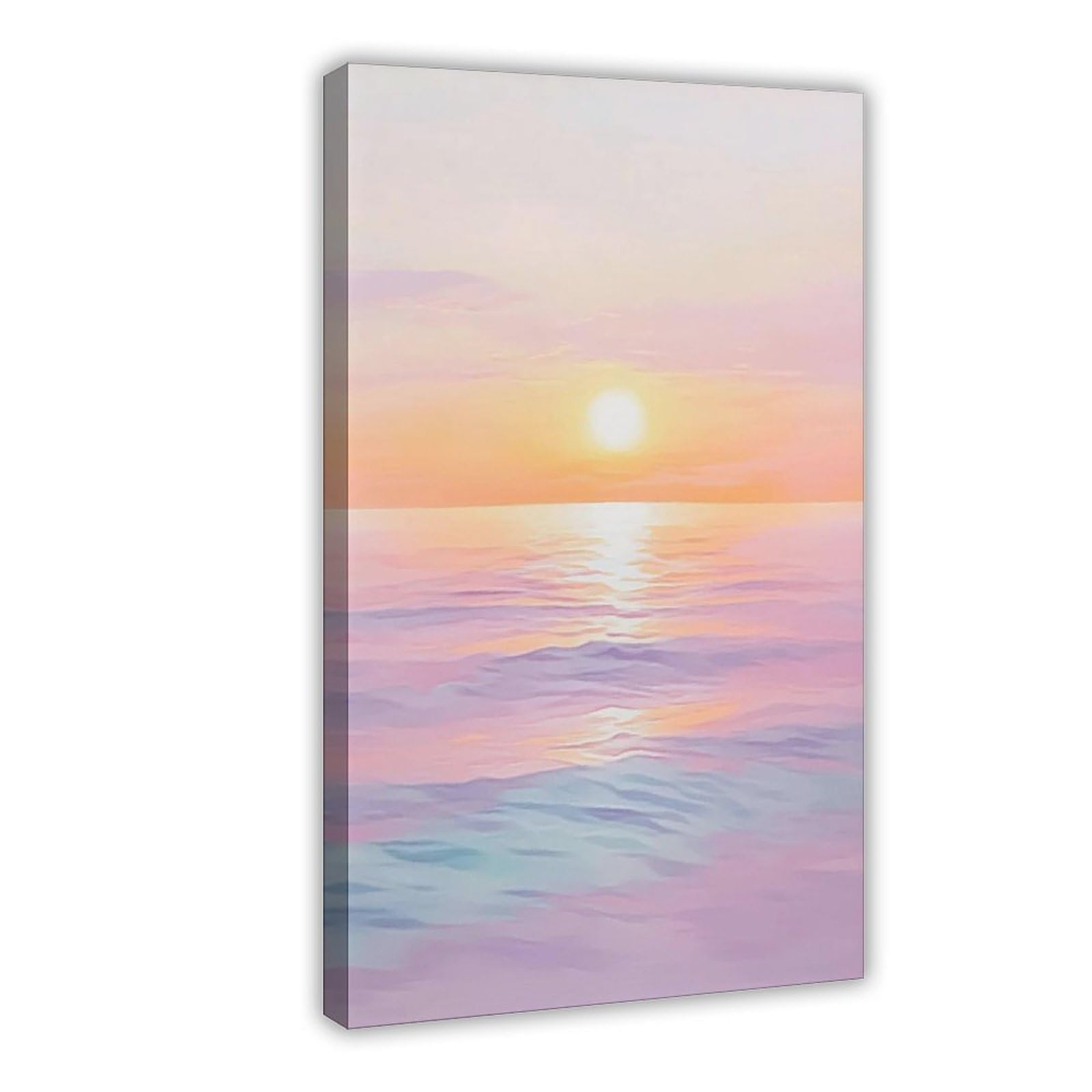 Bareronor Pastel Ocean Sunset Poster Canvas Poster Bedroom Decor Landscape Office Room Decor Gift 24" L X 36" W