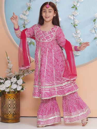 Image of Girls' Printed Kurta Sharara Set - Traditional Ethnic Wear For Festivals, Weddings & Special Occasions Clothing Set