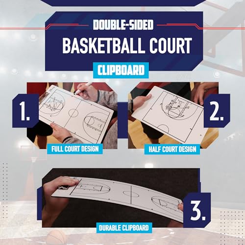 Murray Sporting Goods Dry Erase Coaches Clipboard | Double-Sided Dry Erase White Board (Basketball) - Thumbnail 3