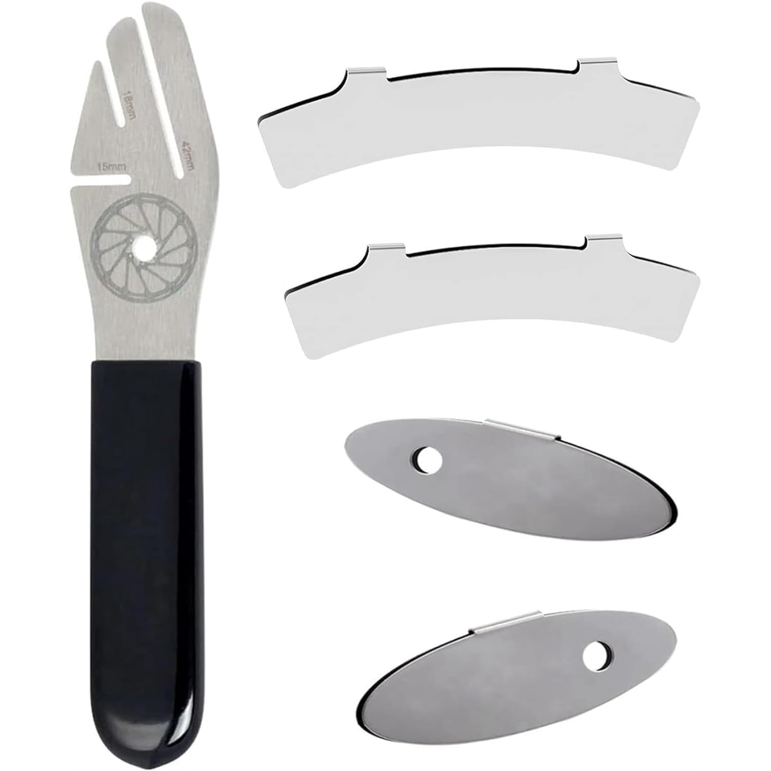 Bike Disc Rotor Alignment Tool, 5 PCS Bicycle Brake Pad Alignment Kit with Gap Regulator Pads, Steel Adjusting Tools and Tire Reamer and Insertion Tool, for Mountain Road Bike