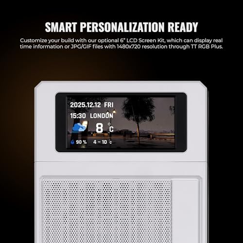 Image of Thermaltake TR200; Preinstalled 6.0 Inch LCD Screen; Micro Chassis; 1x120mm PWM Fan Included; mATX /mITX Support; 360mm Radiator Support; 365mm GPU Clearance; 5.25 inch Bay Support; Snow; CA-11L-00S6NN-01