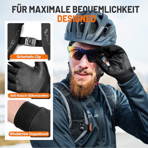 AOPREL Handschuhe Herren Damen - Winddicht & Touchscreen Laufhandschuhe mit Warme Winddichte,Fahrradhandschuhe mit Anti-Rutsch, Sporthandschuhe für Fahrradfahren, Wandern, Laufen & Autofahren