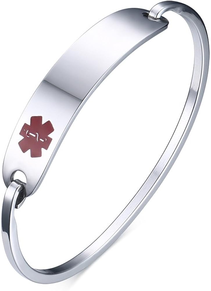 braccialetto di allarme medico per donne con incisione gratuita