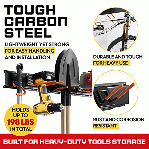 Effektivtools Garage Tool Organizer Wall Mount - 3 Panel Garage Wall Organizer, Garage Storage Hooks - 6 Position Garage Wall Hooks, Tool Hangers For Garage Wall, Garage Hooks Heavy Duty, Black/Orange #TOP3