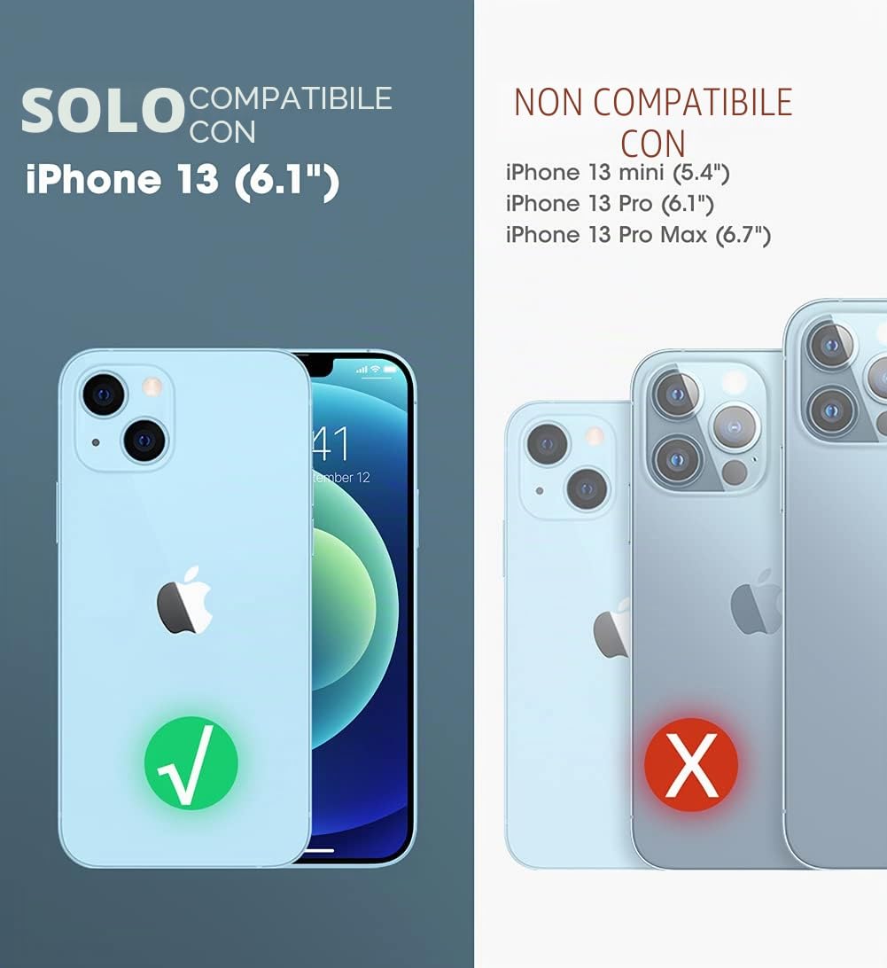 SUPCASE Cover per iPhone 13 (2021) da 6,1 pollici, Custodia con Pellicola Protettiva, Cavalletto, Clip da Cintura, Protezione Antiurto 360 Gradi (Nero)