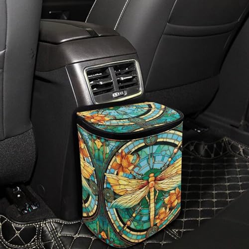 Image of DISNIMO Dragonfly Car Trash Can Easy-to-Install Car Accessory Interior, Leak-Proof Car Garbage Can Bin Organizer Storage Bag for The Back Seat of Any Cars, Sedans, SUVs & Trucks