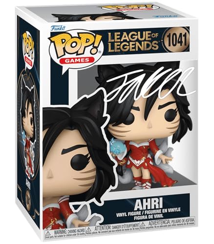 Faker Ahri #1041 League of Legends Facsimile Signed Reprint Laser Autographed Funko POP! Games Figurine with Protector Case