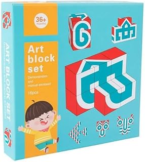 مجموعة مكعبات فنية خشبية للتدريب على الذكاء، مكعبات خشبية ملونة منطقية، ألعاب تعليمية