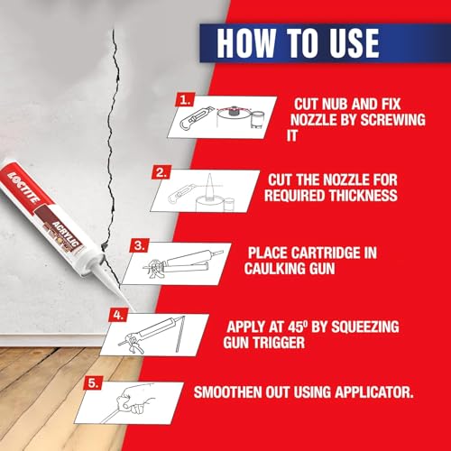 Image of Loctite Acrylic sealant(White)|Silicone sealant| Ideal for crack &joint filling in glass,wood,ceramic,stone,marble etc|Dries in 30 mins| Effectively locks out air,dust and insects| 280ml x Pack of 2