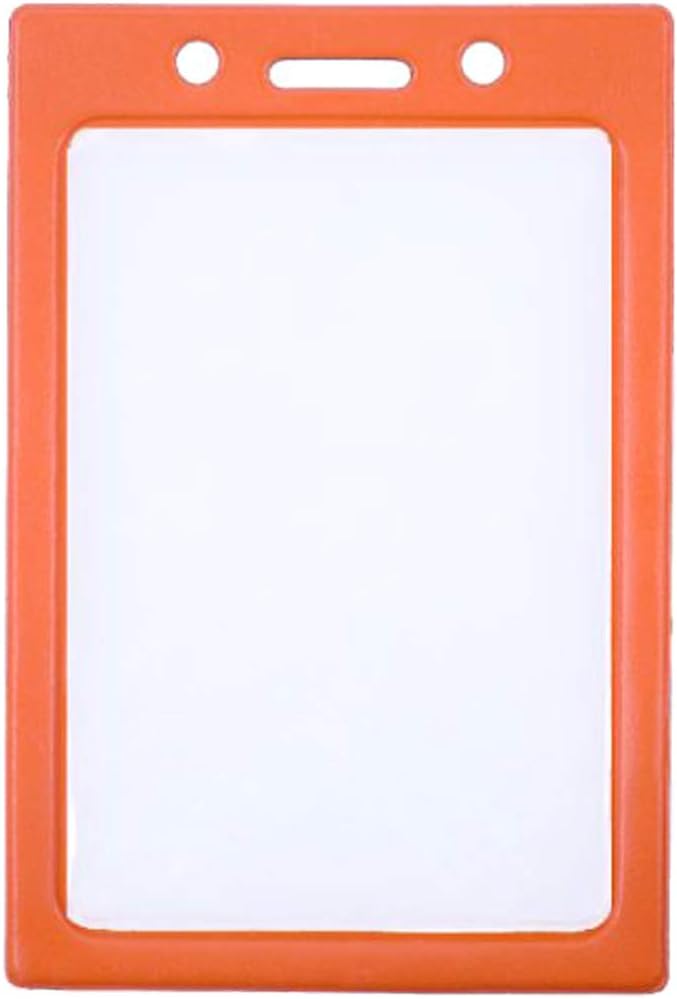 Bulk 100 Pack - Vertical Color-Frame Badge Holder - Clear Vinyl Window Protector with Color Border for Single Credit Card Size Key Cards and Badges by Specialist ID (Orange)