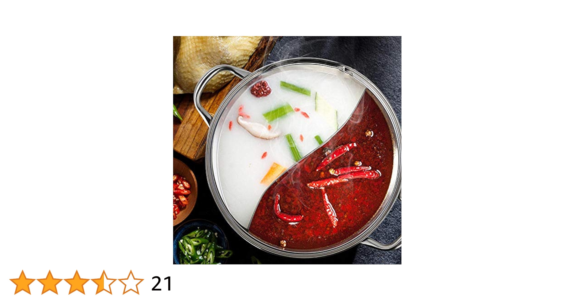 Marmite Fondue Chinoise En Inox Avec Séparateur - Pour Cuisinière Induction Et Gaz - 3 Tailles Disponibles