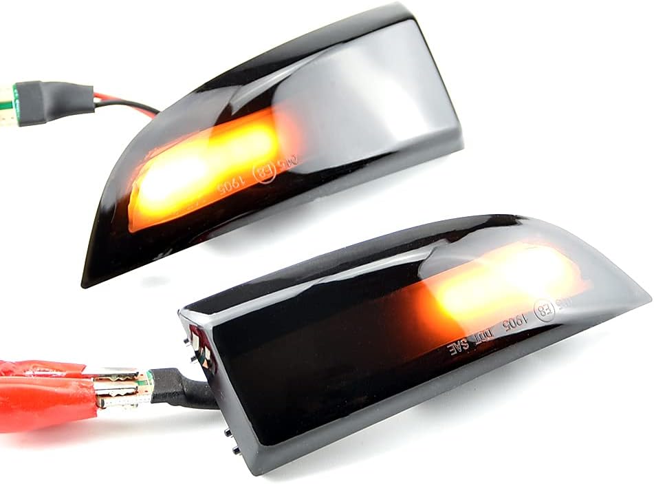 2pcs Dynamic Sequential Blink LED Side Mirror Turn Signal Light Assembly Compatible with Re-nault Me-gane MK3 La-guna III X91 Scenic Fluence Latitude Safrane