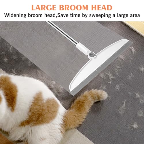 Image of Multifunction Silicone Broom, 54 Inch Long Handle Silicone Floor Squeegee Broom, Sweep and Scrape 2 in 1 Household Cleaning Broom for Floor, Bathrooms, Kitchens, Showers, Tile, Pet Hair, Glass, White