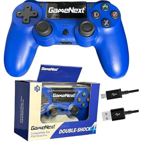 GameNext Blue Wireless Controller for P-S4, Blue 1000mAh Battery and 3.5mm Audio Jack, V2 Gamepad Joystick Compatible with PS4/Slim/Pro and Windows PC! Cover
