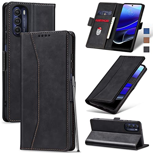 Image of Jasonyu Flip Wallet Case for Moto G Stylus 5G (2022),Black