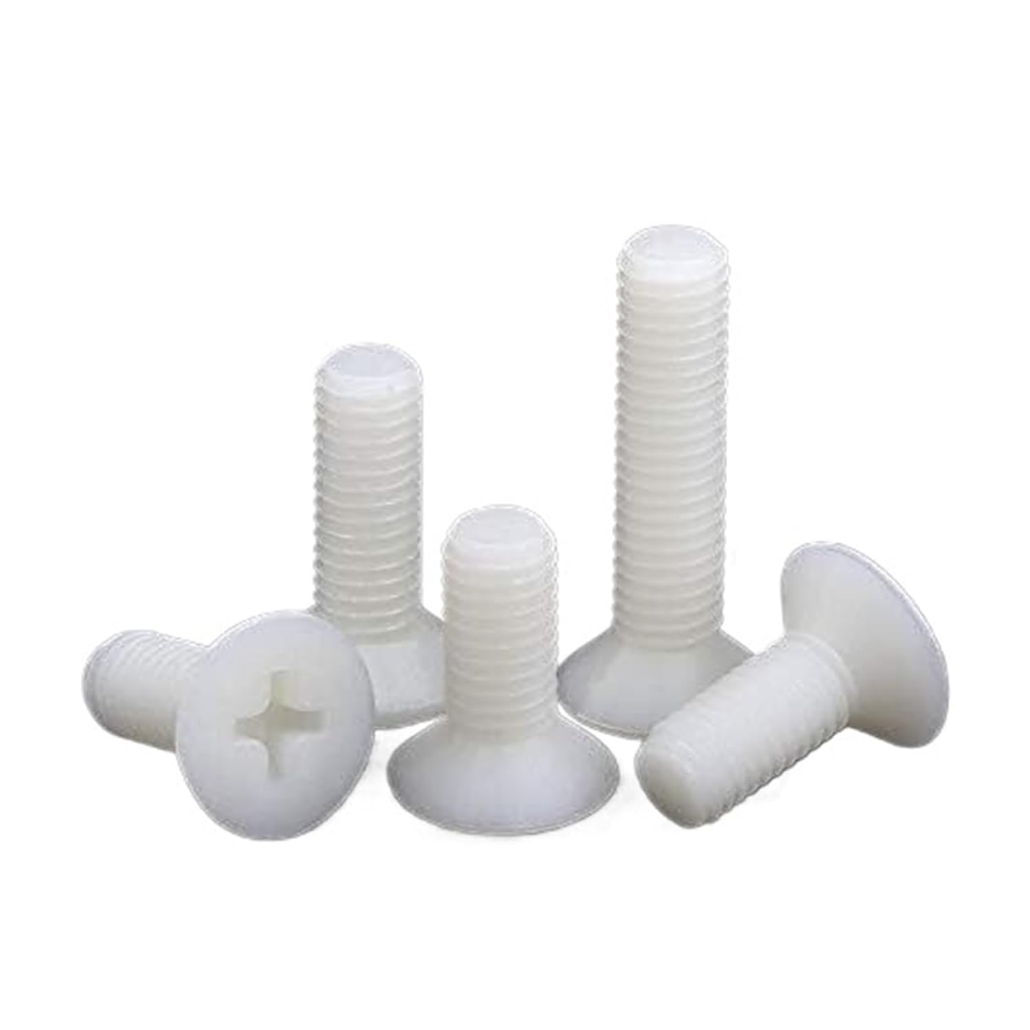 M2.5 M3 M4 M5 M6 M8 Nylon Black White Flat Head Machine Screw Countersunk Plastic Cross Recessed Head Metric Bolts - (Size: M4/ 6mm (50pcs)/ White) SCRW-193524 Kolloee