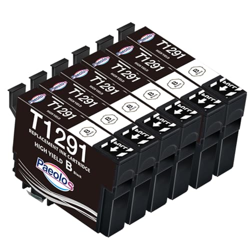 Paeolos T1291 Lot de 6 Cartouches d'encre de Rechange pour Epson T1291 Noir Compatibles avec Epson Stylus SX435W SX235W SX420W SX230 SX425W SX440W SX445W Epson...