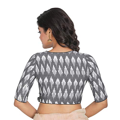 Image of RENE Women's Cotton Ikat Print Half Sleeve Stitched Blouse
