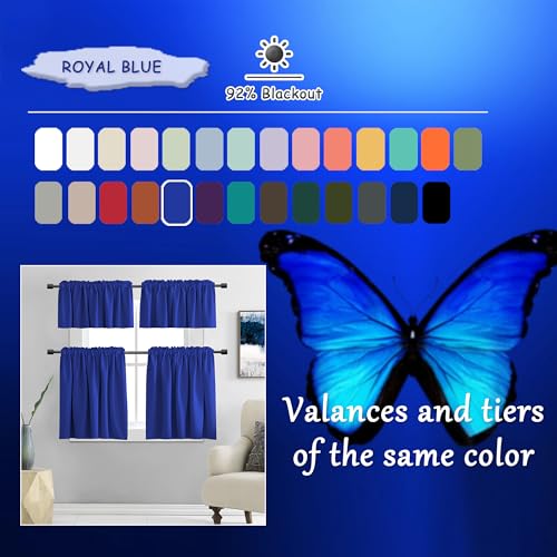 Image of DONREN Klein Blue Blackout Curtains Panels for Bedroom - Thermal Insulated Solid Rod Pocket Curtains (42 by 84 Inch,2 Panels，Royal Blue)