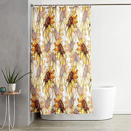 Rideau de douche imperméable jaune polyester 165x200 motif floral