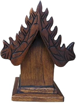 Mini Temple Tabletop Thai Small Buddha Buddhist Spirit House SanPraPhum Teak Wood Handmade Decor or Gift
