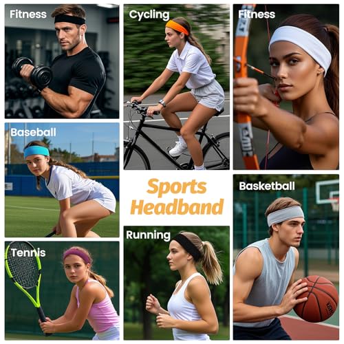 Image of Headbands for Women - 6 Pack Wide Elastic Hair Bands | Stretchy Sweatbands Hair Bands | Soft Sports Thin Head Bands | Non-Slip Accessories Bands for Fashion, Washing Face, Workouts, Yoga, Daily Use