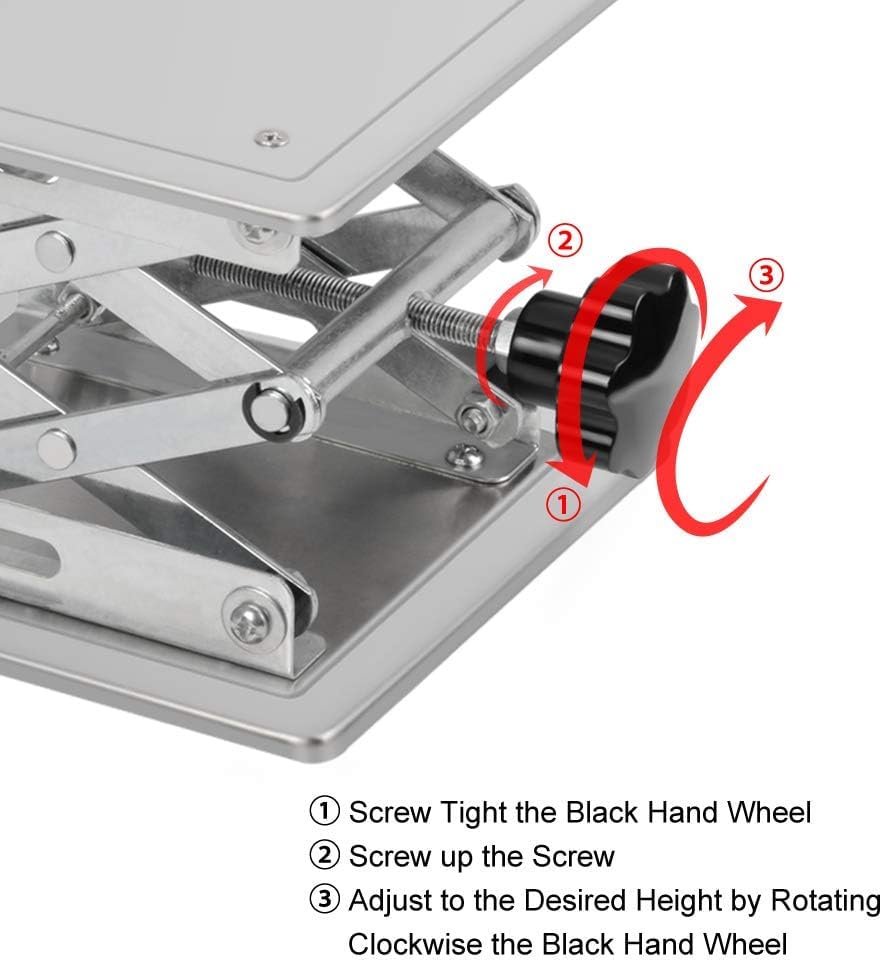 Mesa de elevación manual de acero inoxidable, estante de alta capacidad de carga, plataforma de elevación de tijera para un fácil ajuste de altura y estabilidad