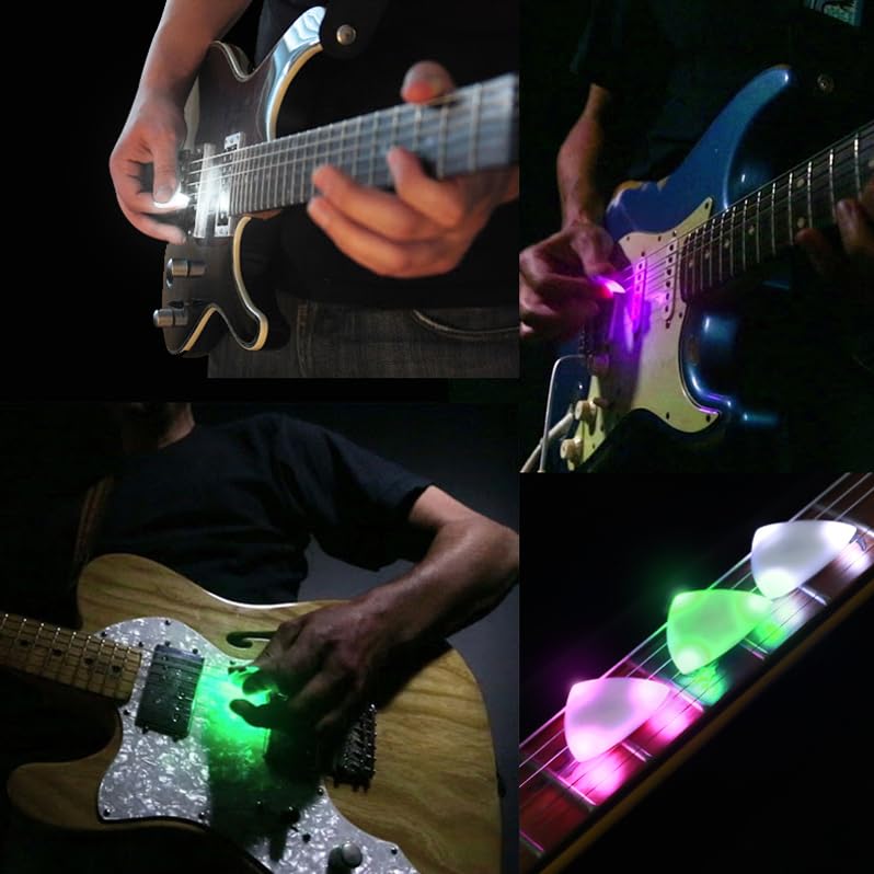Médiator Guitare Lumineux LED - Plectre Éclairé Coloré - Automatique - Anti-Dérapant - Effet Scénique