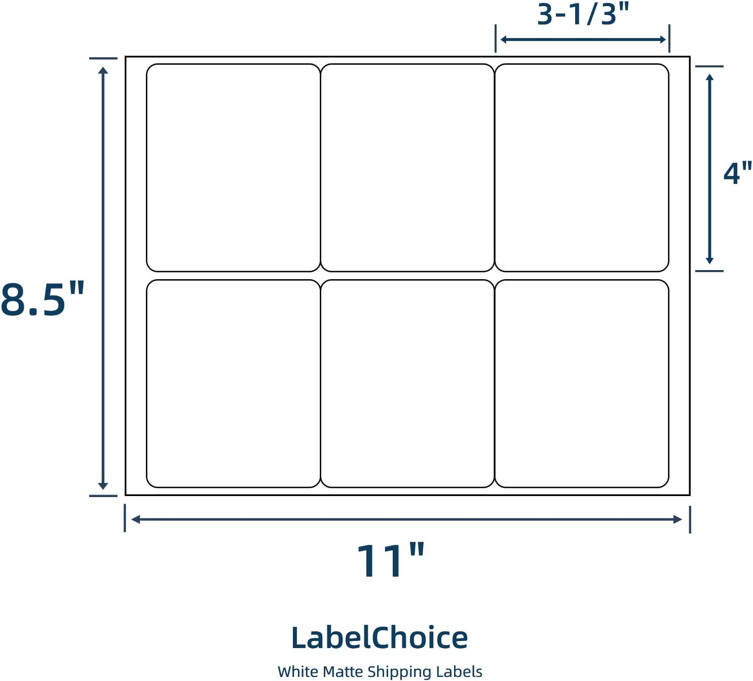 500 Sheets 3000 Pcs 3-1/3 x 4 6 Up Shipping Address Labels for Laser & Inkjet Printers, 3-1/3" x 4" 6 per Sheet Shipping Mailing Stickers, 6 Labels per Page