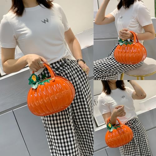 Image of Men and Women PVC Pumpkin Shaped Crossbody Shoulder Bag Handbag Halloween Pumpkin Purse