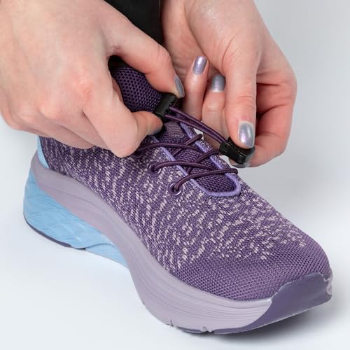 Purple Paw Print Cushioned and Supportive Walking Shoes with Bungee Laces Shock Absorbing Sole for Women2