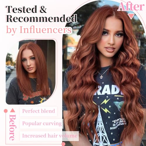 Image of KooKaStyle Wavy Thick Clip in Hair Extensions 24 inch Auburn