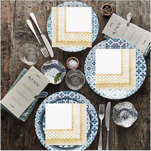 Image of Silk Touch Printed Paper Napkins (50 Pulls Per Pack, 200 Sheets, 33 X 33 cm) | Pack of 4 Printed Tissues | 2 PLY Table Napkins | Party Essential | Floral and Geometric Patterns, Gold and Silver