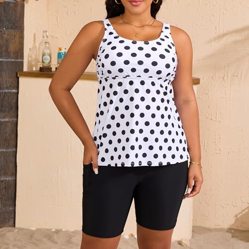 Mooncore Womens Plus Size Tankini Swimsuits Two Piece Tummy Control Bathing Suits Swim Tank Tops with Boy Shorts Swimwear2