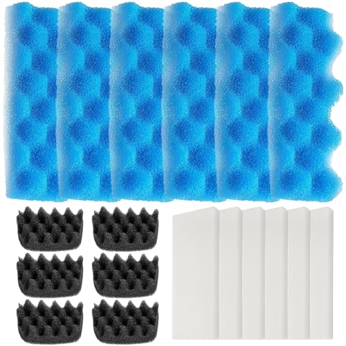 Carkio 18 filtros de acuario de repuesto compatibles con Fluval 306/307 para acuario, incluye esponja orgánica azul, blanco, negro