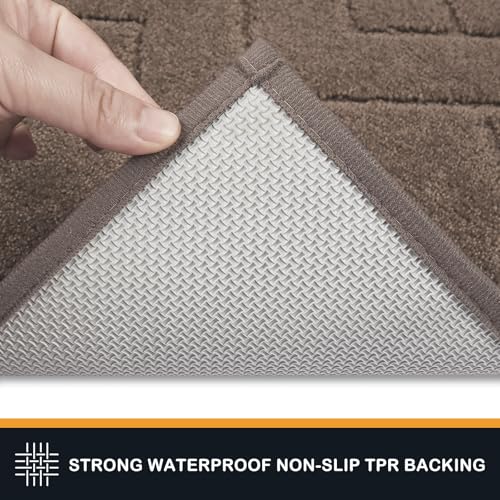 PURRUGS Dirt Trapping Door Mat 32" x 70", Non-Slip Machine Washable Entry Rug, Shoe Scraper, Dog Doormat, Super Absorbent Welcome Mat for Front & Back Door, Muddy Wet Shoes & Paws, Grayish Brown