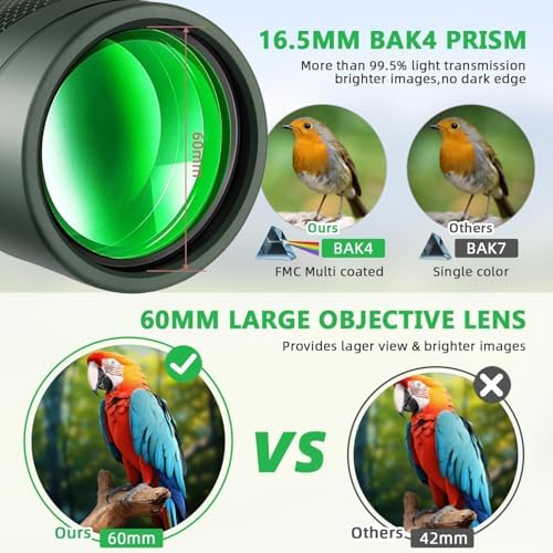 Pankoo 12x60 HD Monocular Telescope for Adults high Powered | Comes with Smartphone Adapter Tripod Hand Strap | Suitable for Bird Watching Sports Hiking Traveling - View 6