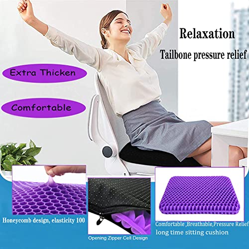 Nc Seat Cushion, Made Of Soft Gel Material, Help For Relieving Back Pain, Use For The Car, Office, Wheelchair, Outdoor Travel, Suitable For Anywhere, Any Seat. (Purple, 16.5×14.5×1.6Inch) (Purple) #TOP1