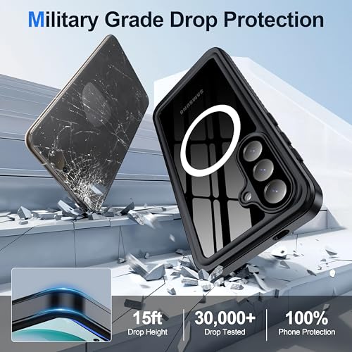 Image of ANTSHARE IP68 Waterproof Case for Samsung Galaxy S26 Plus [2026] - MagSafe Compatible, Built-in Screen /Lens Protector - Shockproof Full Body Protection for Swimming /Outdoor, Blue /Clear