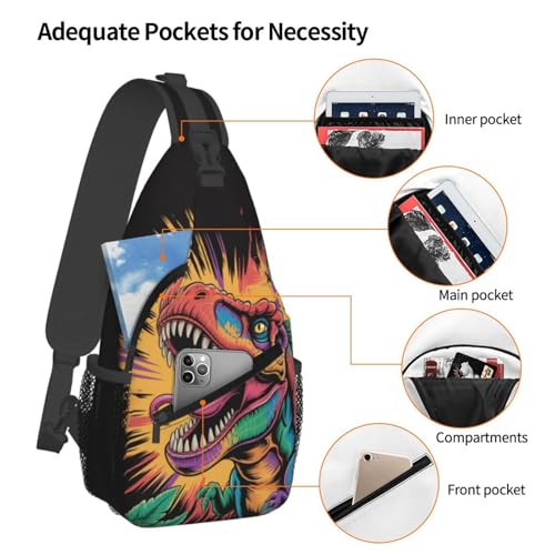 Dinosaur Crossbody Sling Bag For Women Men Adjustable Chest Bag Sling Backpack Casual Shoulder Bag Daypack4