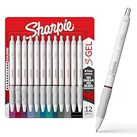 Sharpie S-Gel Pens, Fashion Barrel Gel Pens, Pearl White Body, Medium (0.7mm) Point, Bold Ink Colors, 12 Count