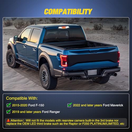 Image of Nilight Third Brake Light for Ford F150 2015-2020, F250 F350 17-26, Clear